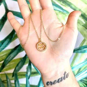 Aquarius Horoscope Astrology CZ Necklace